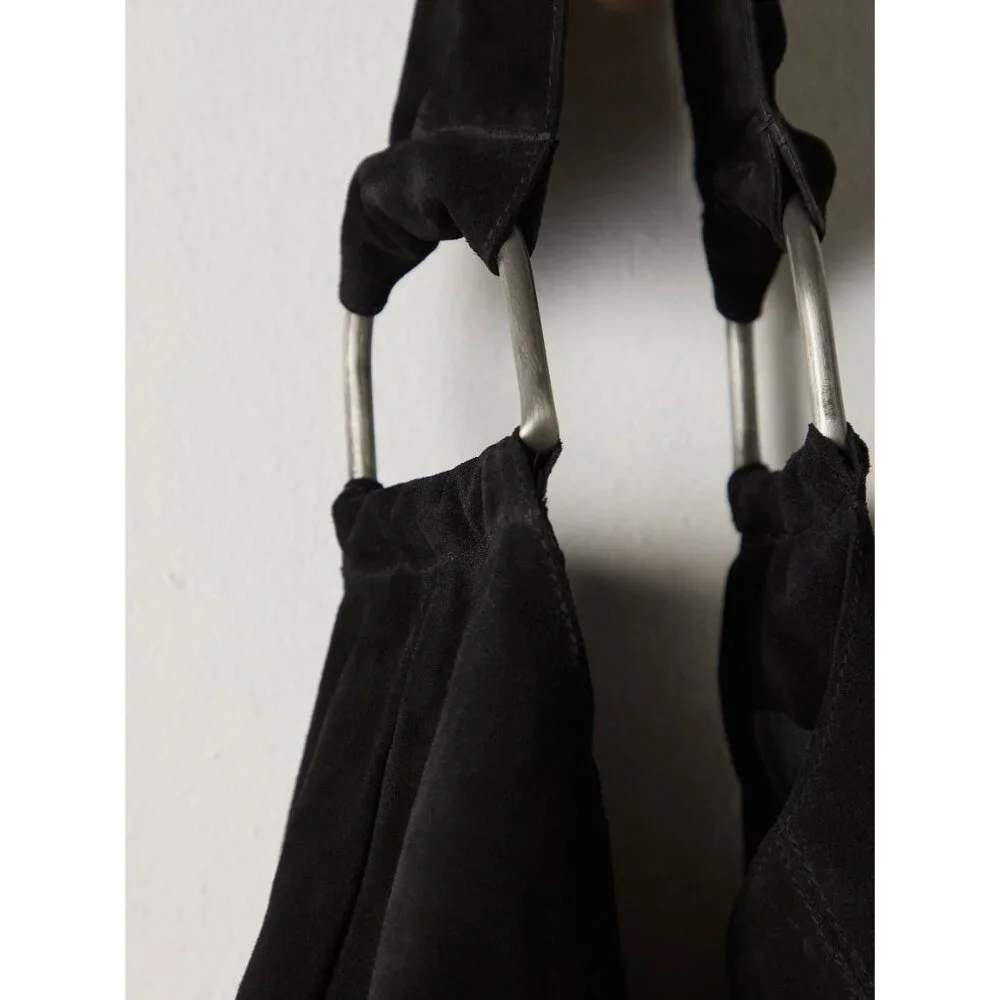 FREE PEOPLE Bobbi Slouch Suede Tote / Black - Picture 8 of 9